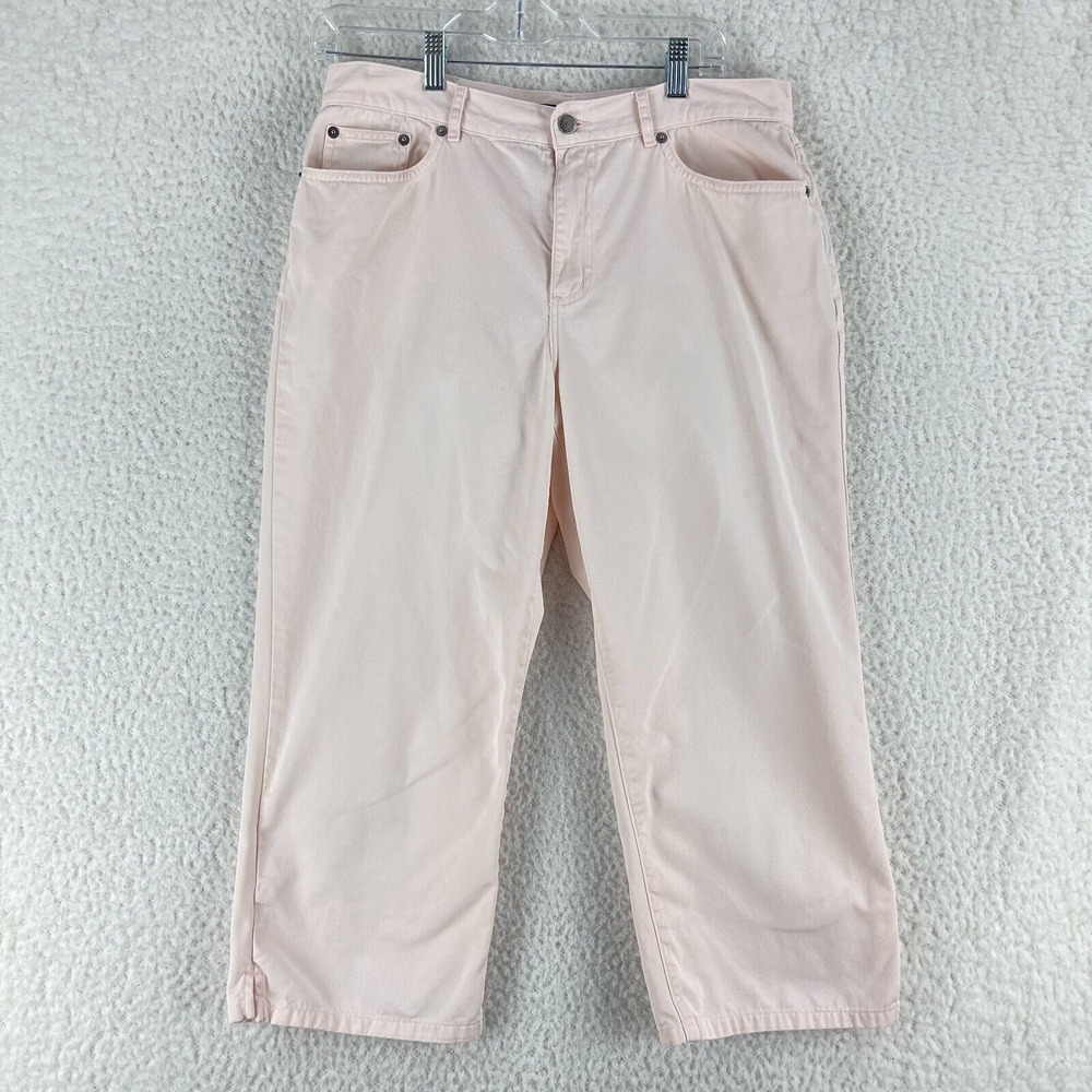 Ralph Lauren Pink Denim Cropped Jeans‎ Womens Straight Leg Mid-Rise Size 10